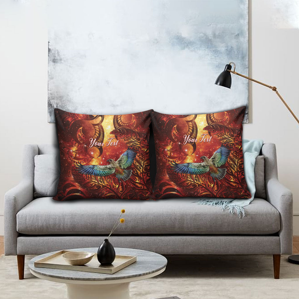 New Zealand Kea Bird Matariki Personalised Pillow Cover Silver Fern Maori Pattern