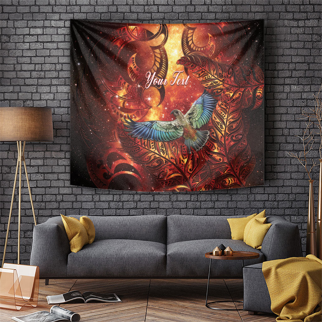 New Zealand Kea Bird Matariki Personalised Tapestry Silver Fern Maori Pattern LT22 Orange - Polynesian Pride