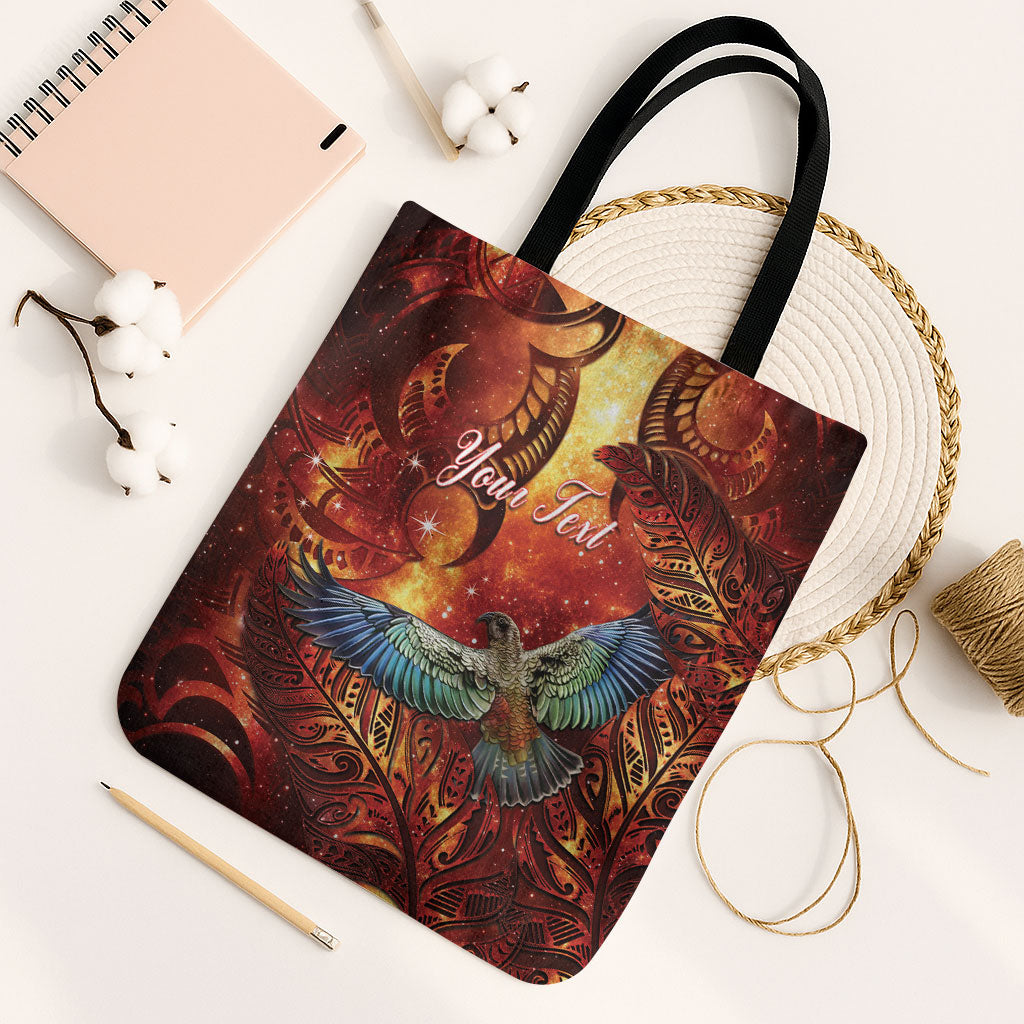 New Zealand Kea Bird Matariki Personalised Tote Bag Silver Fern Maori Pattern