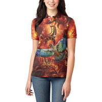 New Zealand Kea Bird Matariki Personalised Women Polo Shirt Silver Fern Maori Pattern
