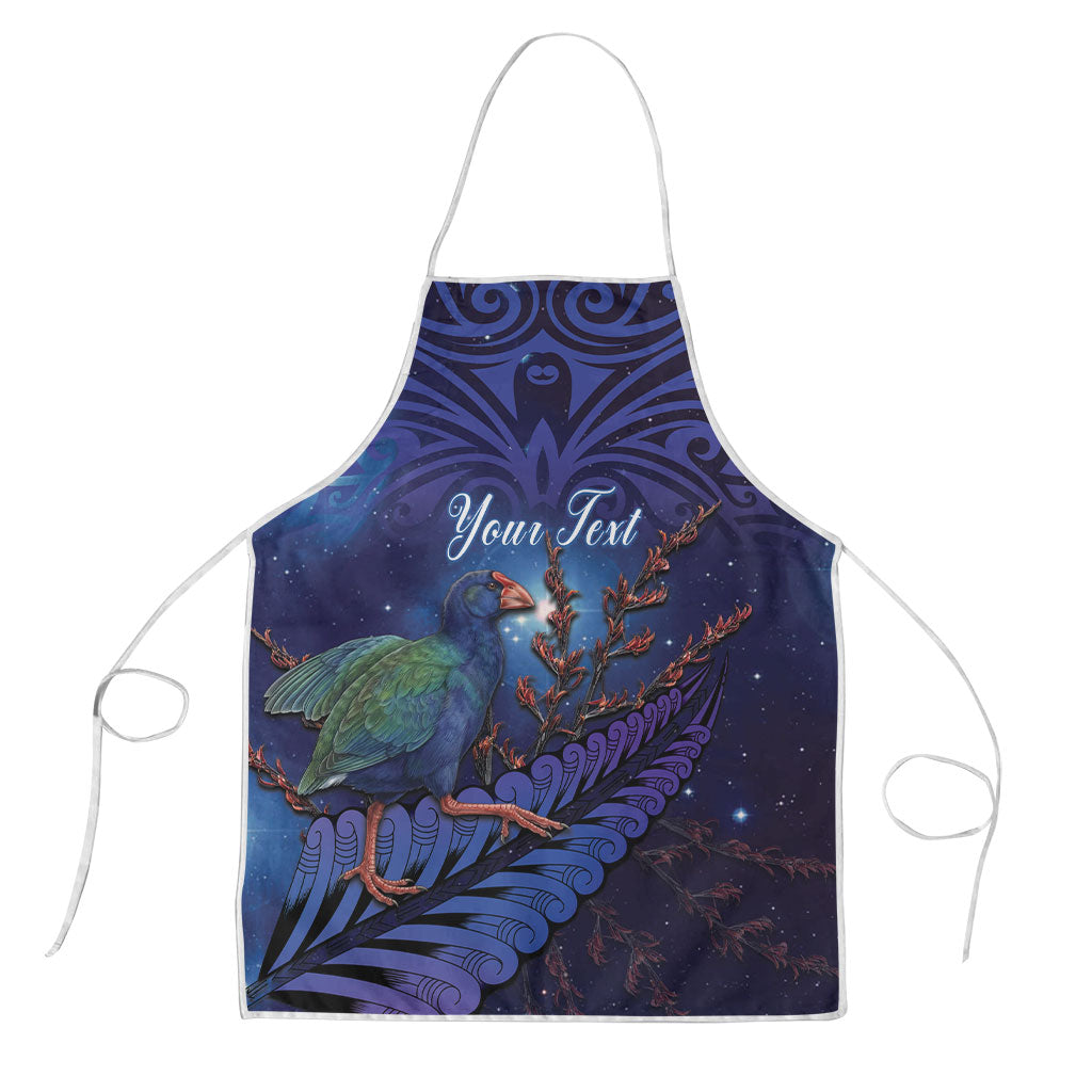 Takahe New Zealand Personalised Apron Harakeke Silver Fern Maori Pattern
