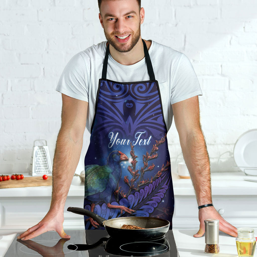 Takahe New Zealand Personalised Apron Harakeke Silver Fern Maori Pattern