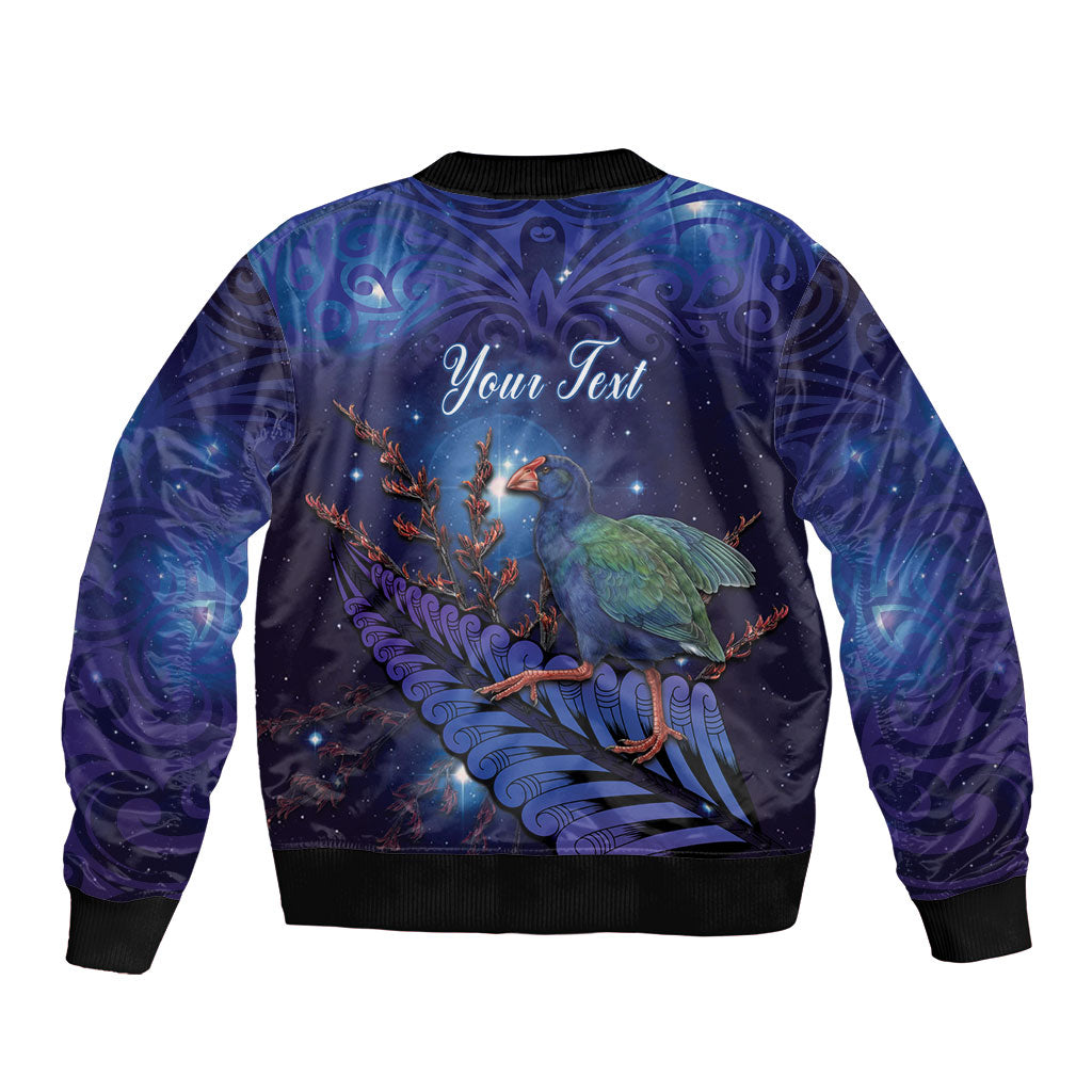 Takahe New Zealand Personalised Bomber Jacket Harakeke Silver Fern Maori Pattern LT22 - Polynesian Pride