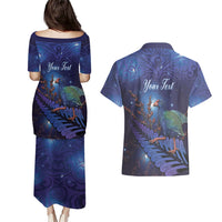 Takahe New Zealand Personalised Couples Matching Puletasi and Hawaiian Shirt Harakeke Silver Fern Maori Pattern LT22 - Polynesian Pride