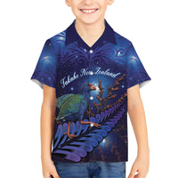 Takahe New Zealand Personalised Family Matching Mermaid Dress and Hawaiian Shirt Harakeke Silver Fern Maori Pattern
