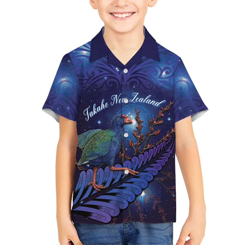 Takahe New Zealand Personalised Family Matching Off Shoulder Short Dress and Hawaiian Shirt Harakeke Silver Fern Maori Pattern