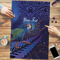Takahe New Zealand Personalised Puzzle Harakeke Silver Fern Maori Pattern