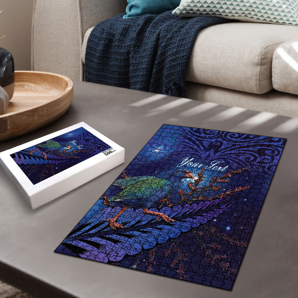 Takahe New Zealand Personalised Puzzle Harakeke Silver Fern Maori Pattern