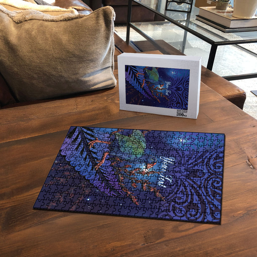 Takahe New Zealand Personalised Puzzle Harakeke Silver Fern Maori Pattern