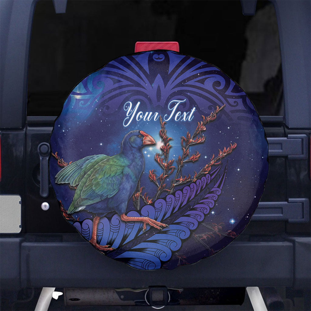 Takahe New Zealand Personalised Spare Tire Cover Harakeke Silver Fern Maori Pattern