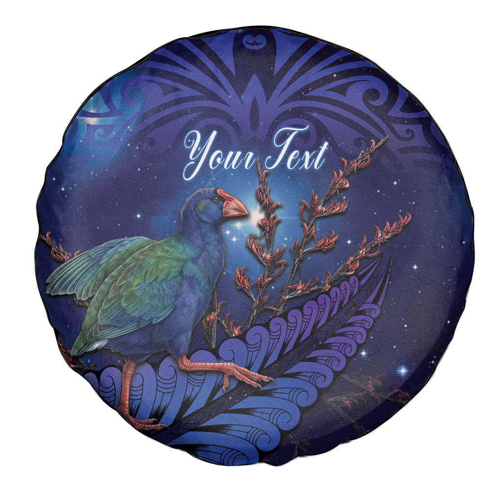 Takahe New Zealand Personalised Spare Tire Cover Harakeke Silver Fern Maori Pattern