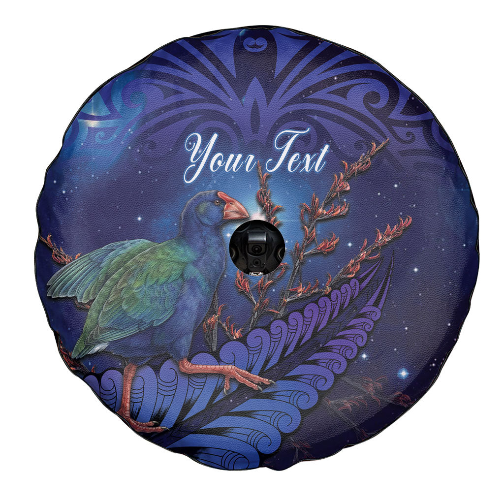 Takahe New Zealand Personalised Spare Tire Cover Harakeke Silver Fern Maori Pattern