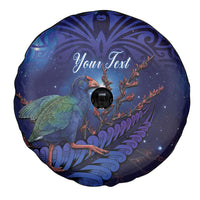 Takahe New Zealand Personalised Spare Tire Cover Harakeke Silver Fern Maori Pattern