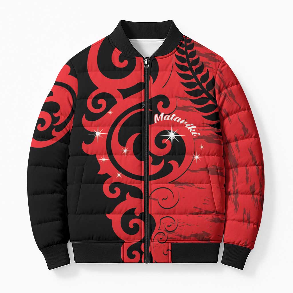 New Zealand Matariki Bomber Puffer Jacket Maori New Year Koru Pattern