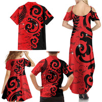 New Zealand Matariki Family Matching Summer Maxi Dress and Hawaiian Shirt Maori New Year Koru Pattern
