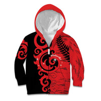 New Zealand Matariki Kid Hoodie Maori New Year Koru Pattern LT22 Zip Hoodie Red - Polynesian Pride