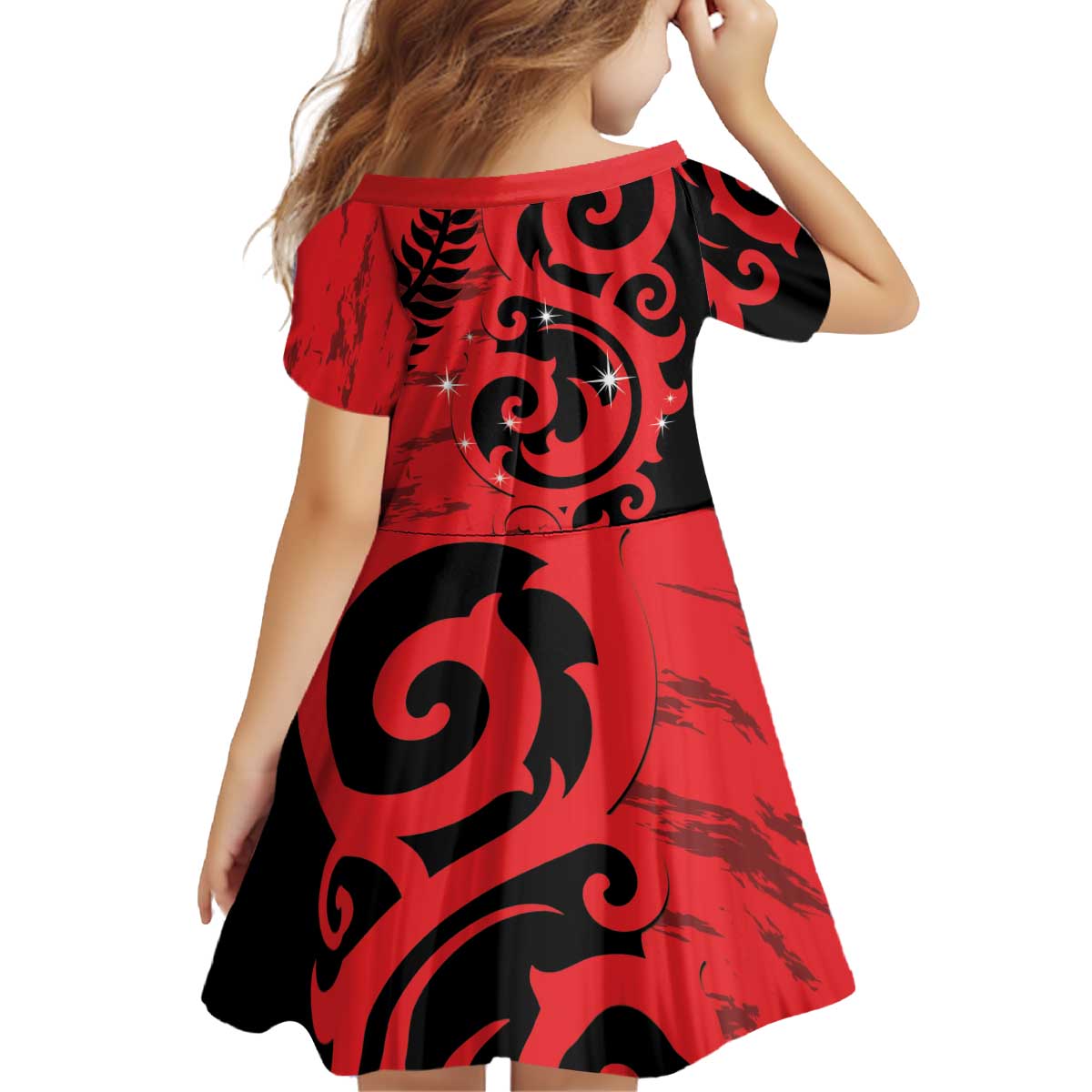 New Zealand Matariki Kid Short Sleeve Dress Maori New Year Koru Pattern