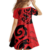 New Zealand Matariki Kid Short Sleeve Dress Maori New Year Koru Pattern