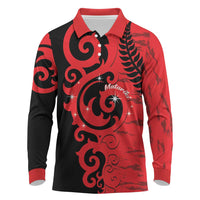 New Zealand Matariki Long Sleeve Polo Shirt Maori New Year Koru Pattern