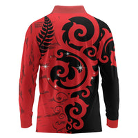 New Zealand Matariki Long Sleeve Polo Shirt Maori New Year Koru Pattern