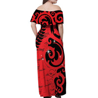 New Zealand Matariki Off Shoulder Maxi Dress Maori New Year Koru Pattern LT22 - Polynesian Pride