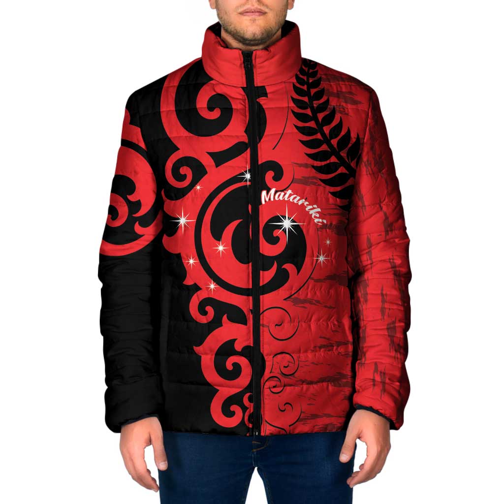 New Zealand Matariki Padded Jacket Maori New Year Koru Pattern