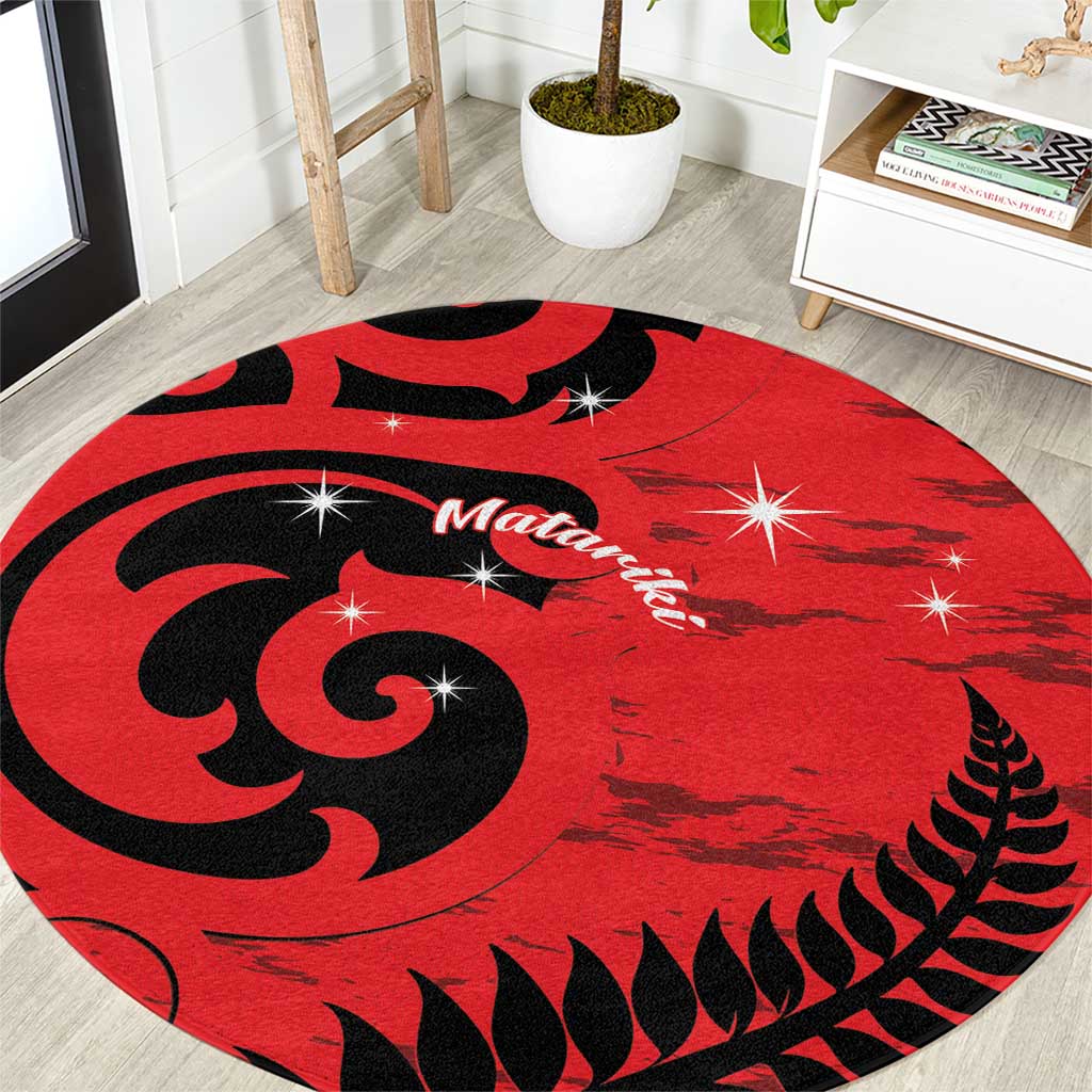 New Zealand Matariki Round Carpet Maori New Year Koru Pattern
