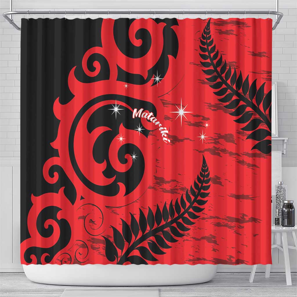 New Zealand Matariki Shower Curtain Maori New Year Koru Pattern
