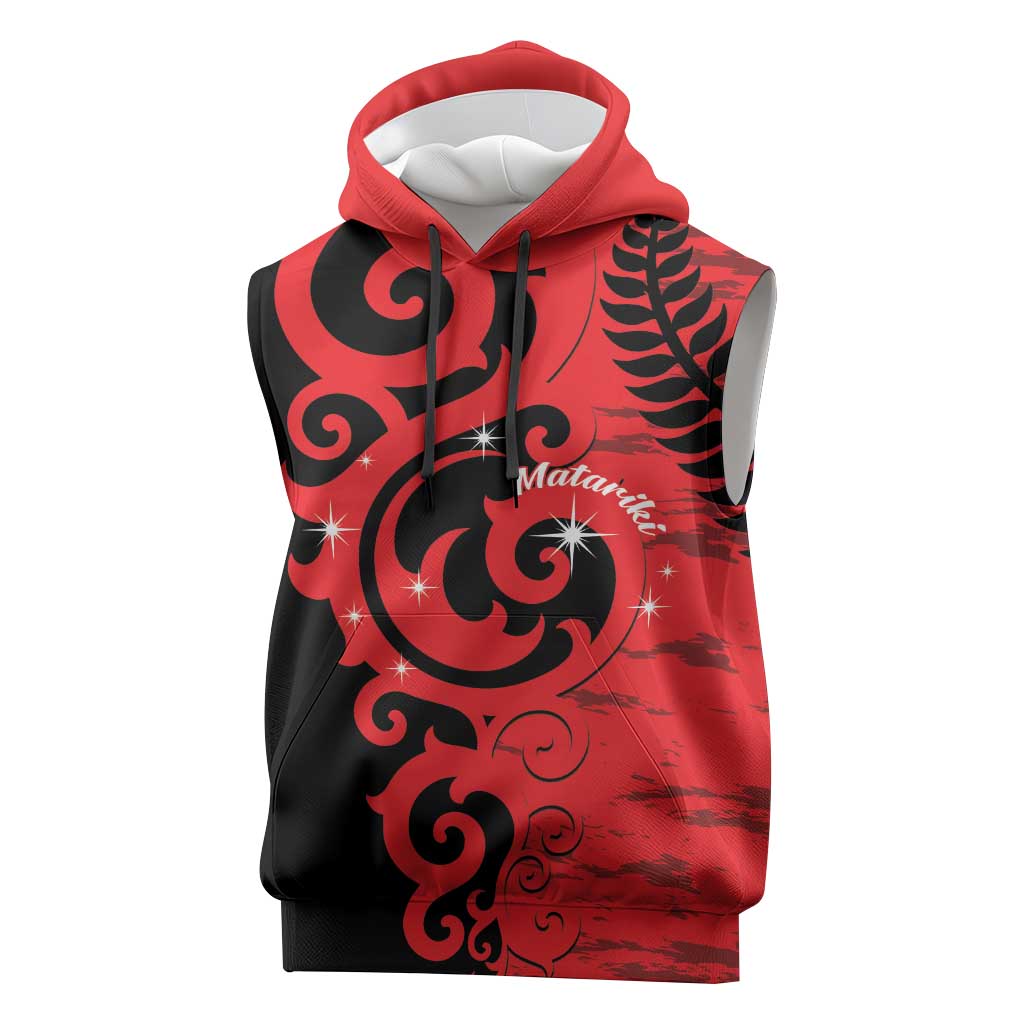 New Zealand Matariki Sleeveless Hoodie Maori New Year Koru Pattern