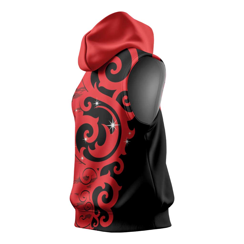 New Zealand Matariki Sleeveless Hoodie Maori New Year Koru Pattern