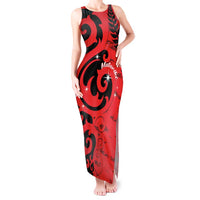 New Zealand Matariki Tank Maxi Dress Maori New Year Koru Pattern LT22 Women Red - Polynesian Pride