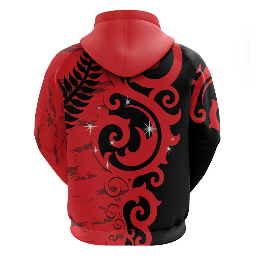 New Zealand Matariki Zip Hoodie Maori New Year Koru Pattern