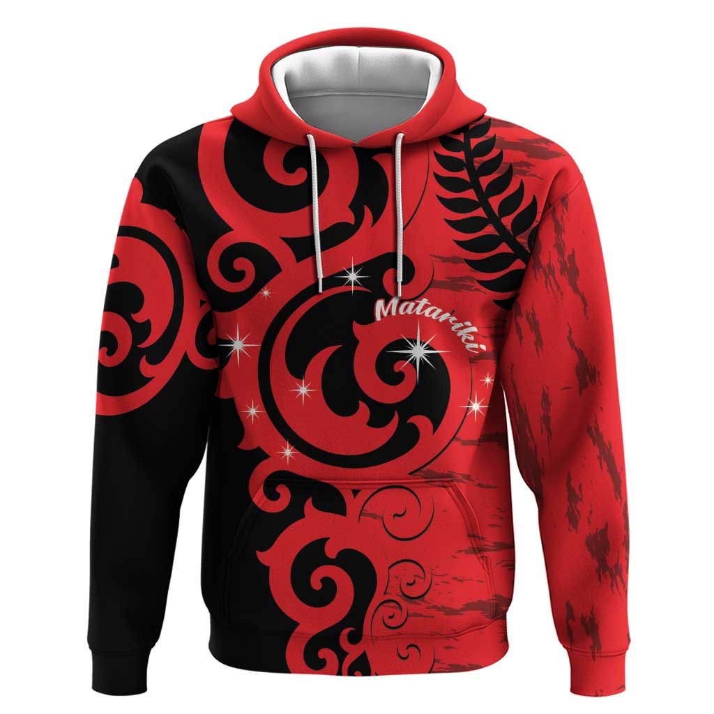 New Zealand Matariki Zip Hoodie Maori New Year Koru Pattern
