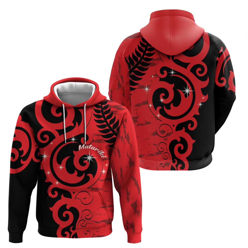 New Zealand Matariki Zip Hoodie Maori New Year Koru Pattern