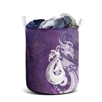 New Zealand Matariki Laundry Basket Maori Manaia Galaxy Silver Fern Purple Color
