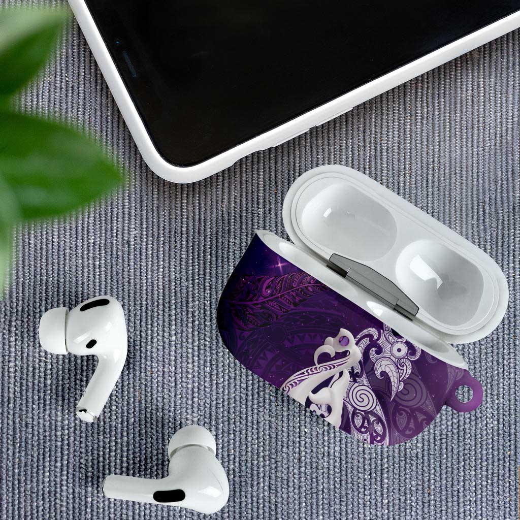 New Zealand Matariki AirPods Case Maori Manaia Galaxy Silver Fern Purple Color