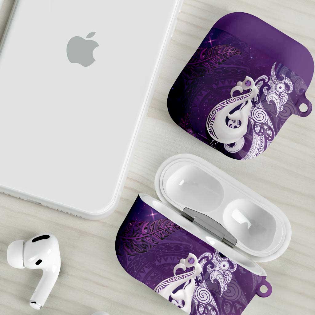 New Zealand Matariki AirPods Case Maori Manaia Galaxy Silver Fern Purple Color