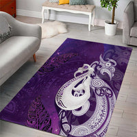 New Zealand Matariki Area Rug Maori Manaia Galaxy Silver Fern Purple Color