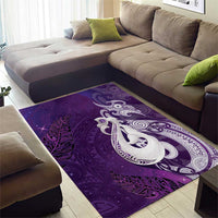 New Zealand Matariki Area Rug Maori Manaia Galaxy Silver Fern Purple Color