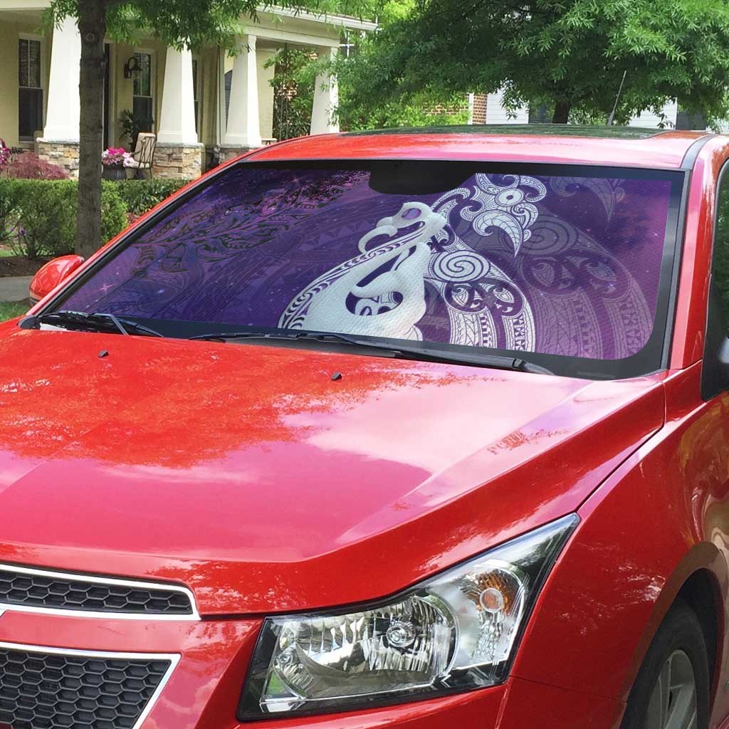 New Zealand Matariki Auto Sun Shade Maori Manaia Galaxy Silver Fern Purple Color