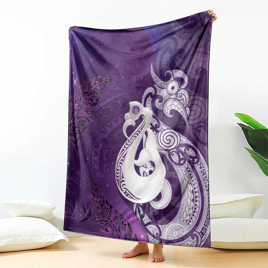New Zealand Matariki Blanket Maori Manaia Galaxy Silver Fern Purple Color