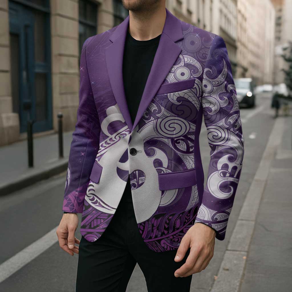 New Zealand Matariki Blazer Maori Manaia Galaxy Silver Fern Purple Color