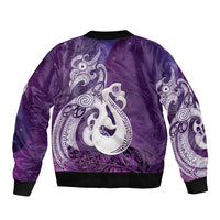New Zealand Matariki Bomber Jacket Maori Manaia Galaxy Silver Fern Purple Color