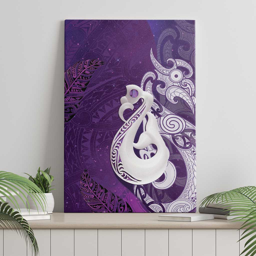 New Zealand Matariki Canvas Wall Art Maori Manaia Galaxy Silver Fern Purple Color