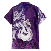New Zealand Matariki Family Matching Mermaid Dress and Hawaiian Shirt Maori Manaia Galaxy Silver Fern Purple Color LT22 - Polynesian Pride