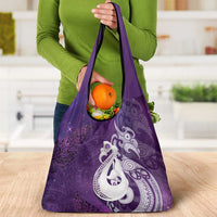 New Zealand Matariki Grocery Bag Maori Manaia Galaxy Silver Fern Purple Color