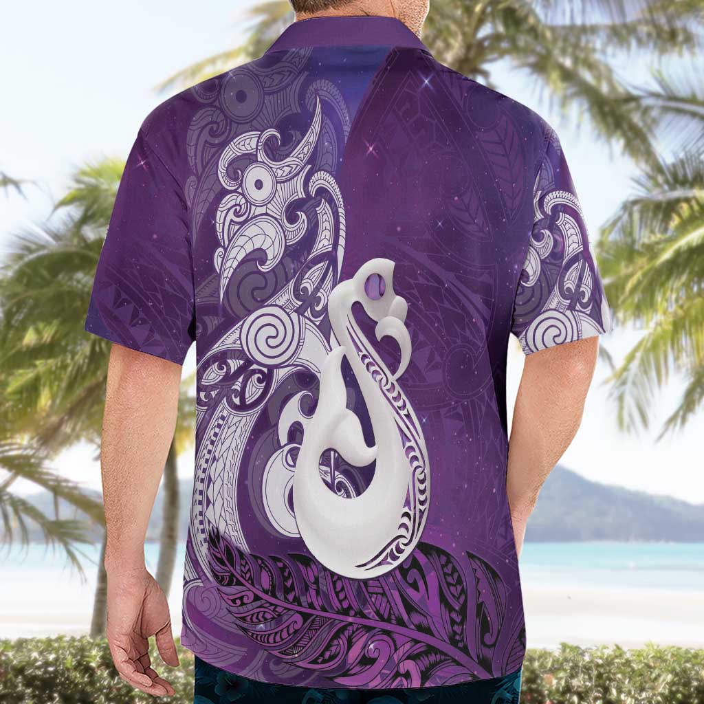 New Zealand Matariki Hawaiian Shirt Maori Manaia Galaxy Silver Fern Purple Color