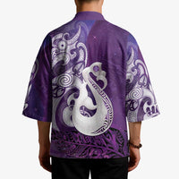 New Zealand Matariki Kimono Maori Manaia Galaxy Silver Fern Purple Color