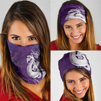 New Zealand Matariki Neck Gaiter Maori Manaia Galaxy Silver Fern Purple Color