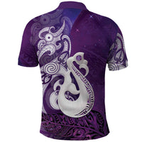 New Zealand Matariki Polo Shirt Maori Manaia Galaxy Silver Fern Purple Color LT22 - Polynesian Pride
